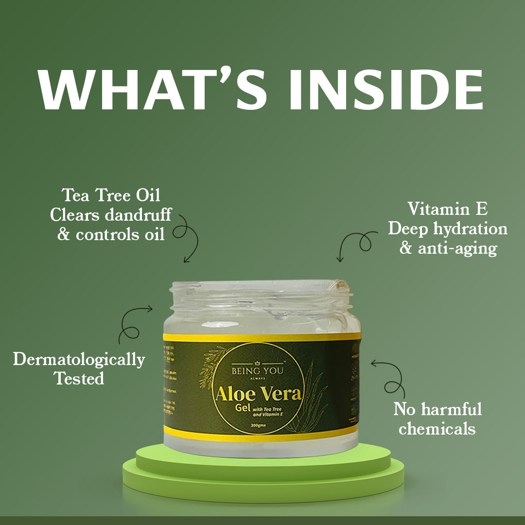 Aloe Vera Gel – Hydrates, tightens skin, and smooths hair