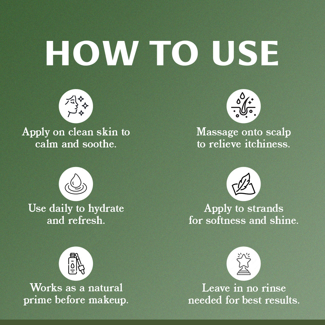 Aloe Vera Gel – Hydrates, tightens skin, and smooths hair