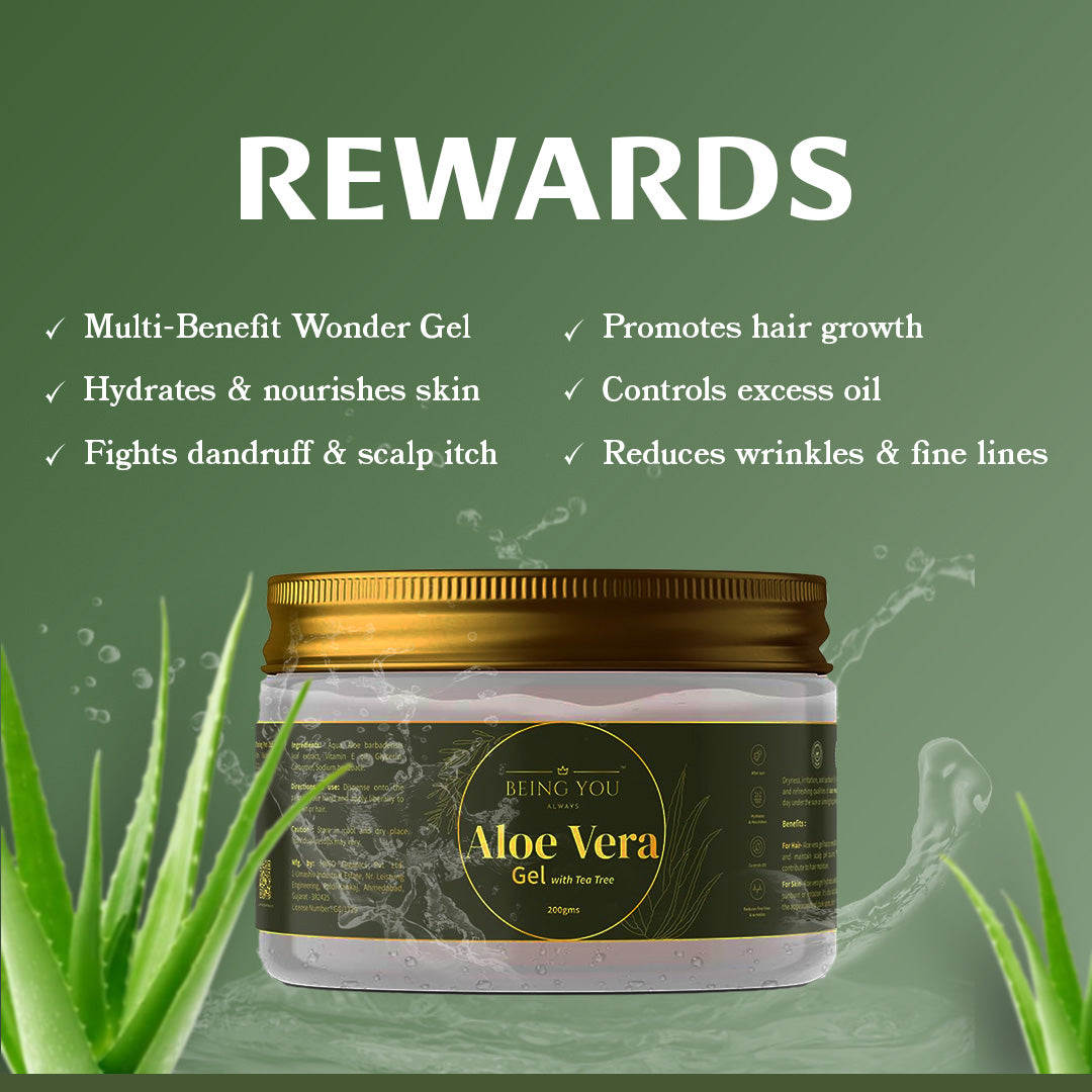 Aloe Vera Gel – Hydrates, tightens skin, and smooths hair