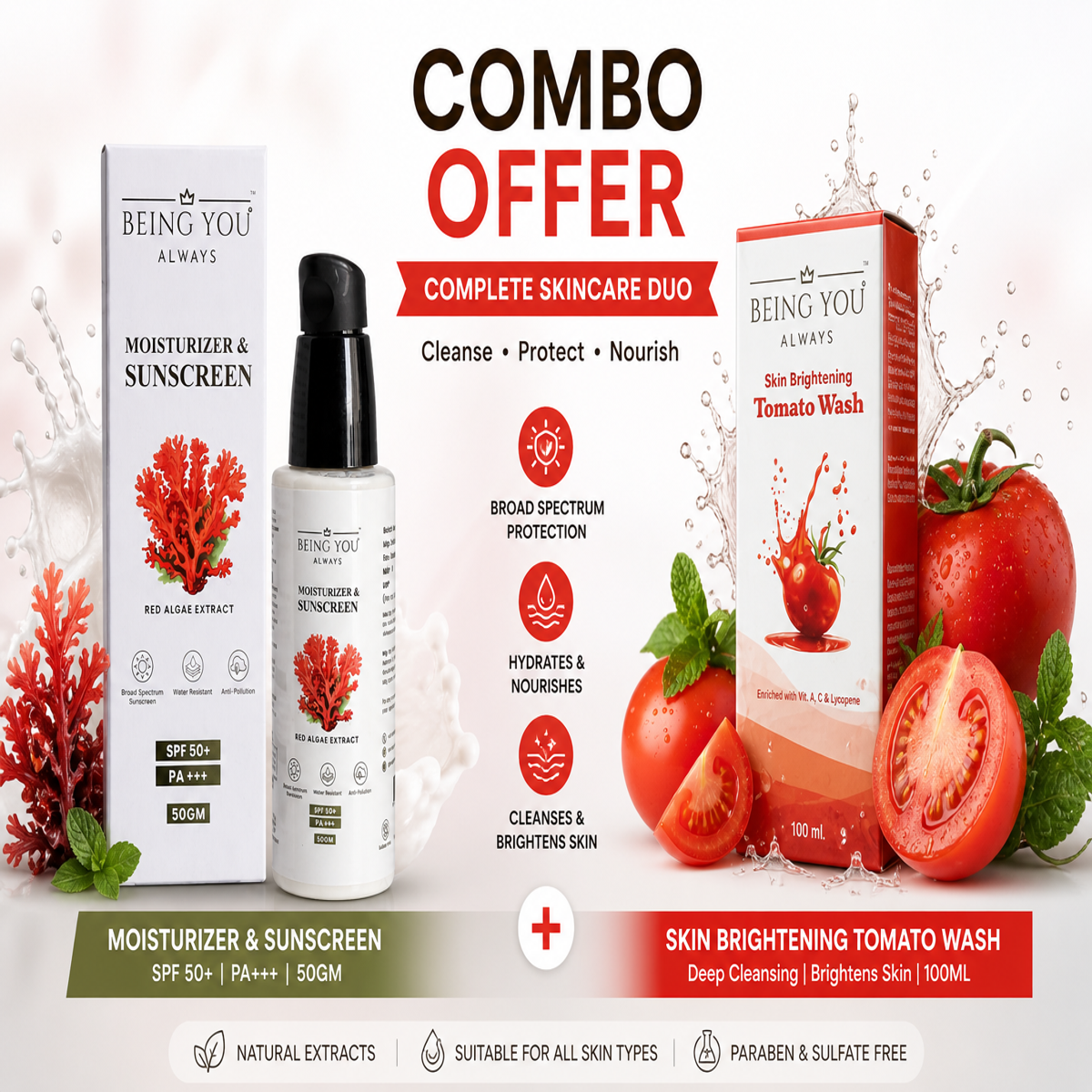 detan combo - Face Wash + Sunscreen