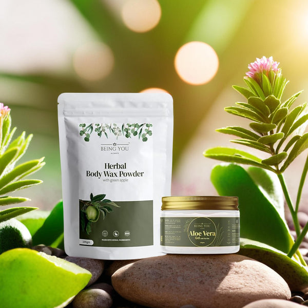 Herbal Wax Powder and Aloe Vera Gel – Natural hair removal for smooth and soft skin